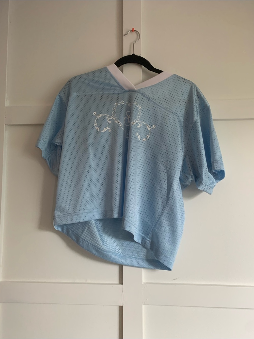 Sabrina Carpenter Hot Topic Women’s Light Blue Jersey with White Trim